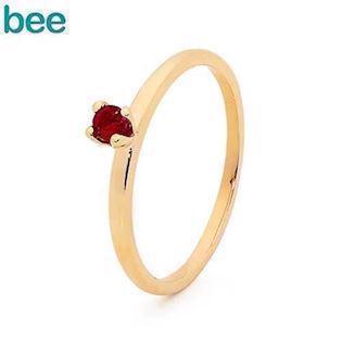 Gold ring in 9 ct. with red ruby